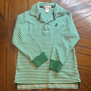 The Beaufort Bonnet Company Long Sleeved Green Striped Polo - Size 5